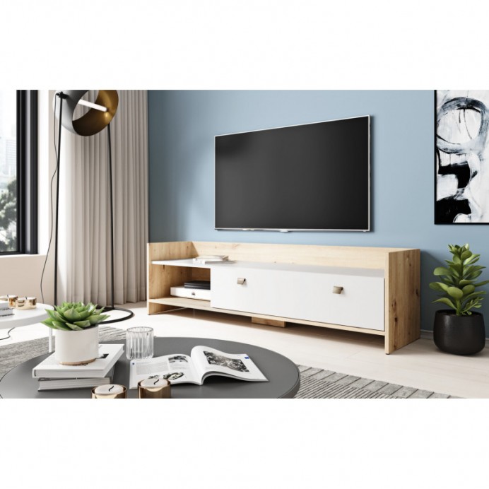 Open έπιπλο τηλεόρασης artisian oak / white 140 x 32,8 x 31